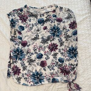 LOFT Blue and Purple Floral Blouse